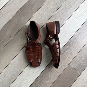 Pronto Uomo Brown Leather Fisherman Men’s Sandals Shoes  | Size: 10